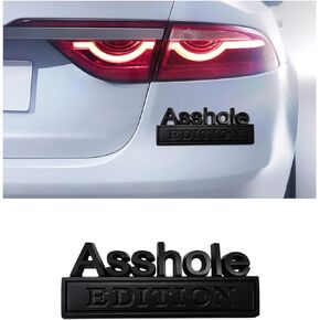 ملصق سيارة بشعار Asshole Edition، شارة معدنية ثلاثية الأبعاد لغطاء السيارة الأمامي مع لاصق قوي، ملصق شارة الحاجز العالمي، ملحقات الديكور الخارجي للمركبة (أسود وأبيض)