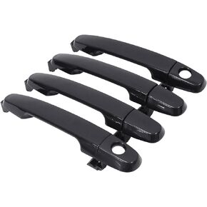 NewYall Black Exterior Door Handle Set for Yaris 2007-2011 Corolla Prius Solara Pontiac Vibe Camry 2004-2008 RAV4 Highlander 2001-2007 Matrix 2003-2004 Front Rear Left Driver Right Passenger Side