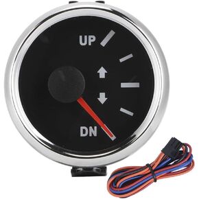 Aramox Boat Trim Gauge, 52mm/2in UP-DN Boat Trim Gauge 0-190ohm Signal Trim Tilt Indicator Red Backlight (Black Dial Silver Frame)