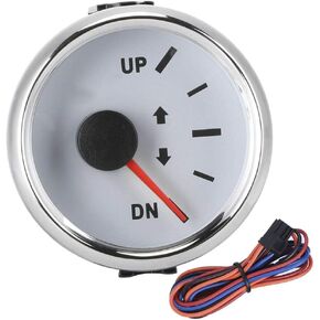 مقياس زخرفة القارب Aramox، 52 مم/2 بوصة UP-DN مقياس زخرفة القارب 0-190ohm مؤشر إمالة الإشارة الخلفية الحمراء (إطار فضي بقرص أسود)