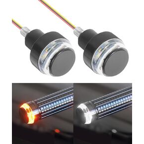 مصابيح LED لنهاية مقود الدراجة النارية، إشارات الانعطاف LED للدراجة النارية 12 فولت، ملحقات السيارة لإشارات الانعطاف للدراجات النارية، ضوء وامض لمؤشر المقود للدراجات النارية (أبيض وأصفر)