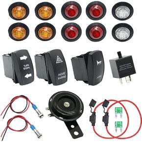 Turn Signal Kit,Universal UTV ATV SXS Turn Signal Horn Kit Street Legal Kit Rocker Switch with Lights Relay