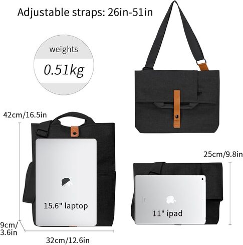 حقيبة ماسنجر للرجال حقيبة يد قماشية كلاسيكية، حقيبة عمل كروس مقاومة للماء، حقيبة كتف عصرية للكمبيوتر المحمول in Kuwait