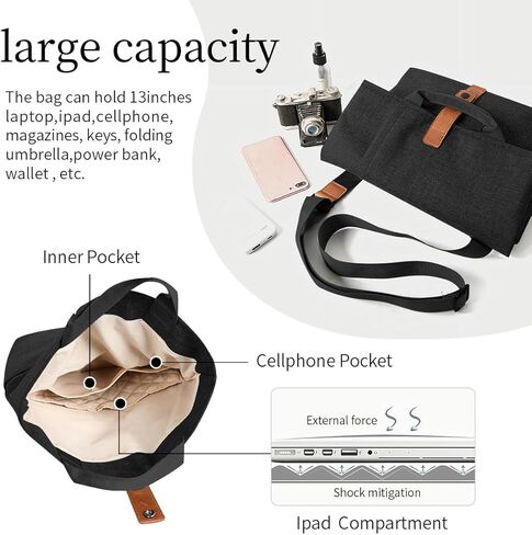 حقيبة ماسنجر للرجال حقيبة يد قماشية كلاسيكية، حقيبة عمل كروس مقاومة للماء، حقيبة كتف عصرية للكمبيوتر المحمول in Kuwait