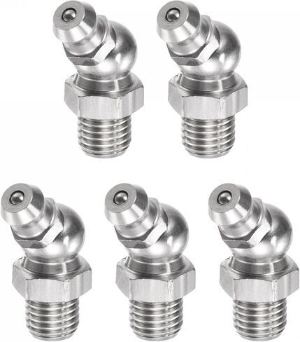 uxcell 201 Stainless Steel 45 Degree Grease Fitting M6 x 1mm Thread Hydraulic Grease Fitting Accessories, 5Pcs in Saudi Arabia