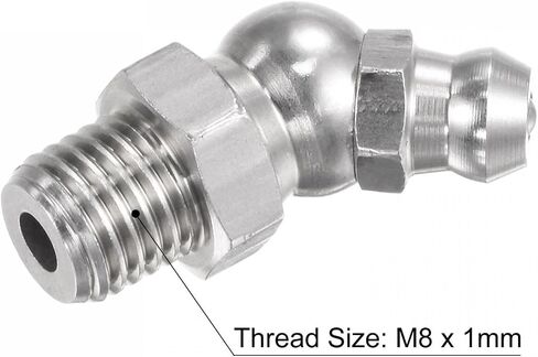 uxcell 201 Stainless Steel 45 Degree Grease Fitting M6 x 1mm Thread Hydraulic Grease Fitting Accessories, 5Pcs in Saudi Arabia
