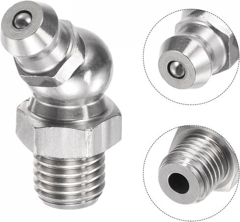 uxcell 201 Stainless Steel 45 Degree Grease Fitting M6 x 1mm Thread Hydraulic Grease Fitting Accessories, 5Pcs in Saudi Arabia