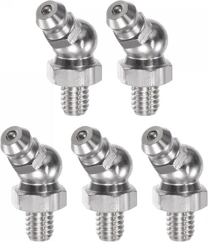 uxcell 201 Stainless Steel 45 Degree Grease Fitting M6 x 1mm Thread Hydraulic Grease Fitting Accessories, 5Pcs in Saudi Arabia