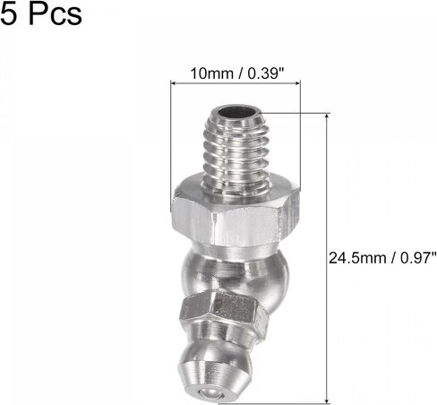 uxcell 201 Stainless Steel 45 Degree Grease Fitting M6 x 1mm Thread Hydraulic Grease Fitting Accessories, 5Pcs in Saudi Arabia