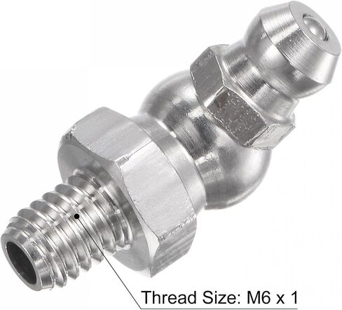 uxcell 201 Stainless Steel 45 Degree Grease Fitting M6 x 1mm Thread Hydraulic Grease Fitting Accessories, 5Pcs in Saudi Arabia