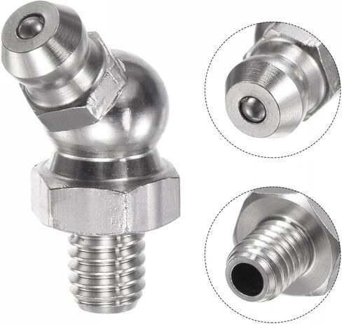 uxcell 201 Stainless Steel 45 Degree Grease Fitting M6 x 1mm Thread Hydraulic Grease Fitting Accessories, 5Pcs in Saudi Arabia