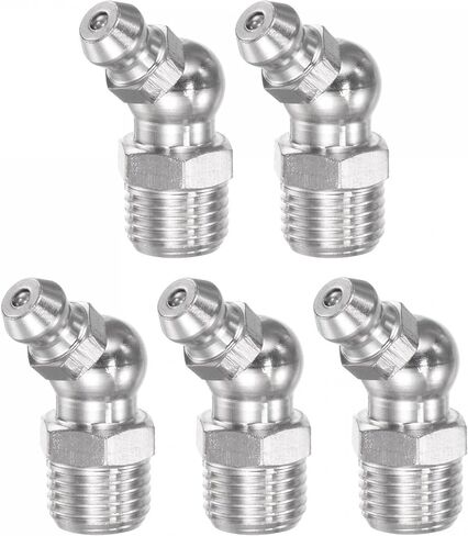 uxcell 201 Stainless Steel 45 Degree Grease Fitting M6 x 1mm Thread Hydraulic Grease Fitting Accessories, 5Pcs in Saudi Arabia
