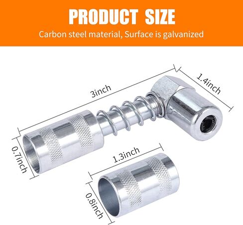 4 قطع محول مقرنة مسدس الشحوم 90 درجة مع الأكمام، 3 أداة تركيب مسدس الشحوم بزاوية الفك، في المساحات الضيقة يتم تثبيتها على تجهيزات الشحوم للسيارات أو المزرعة أو الشاحنات أو الاستخدام الصناعي in Kuwait