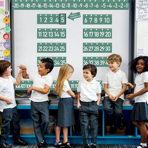 Number Line Bulletin Board -20 to 120 for Wall Classroom, Eucalyptus Leaf Green Bulletin Border Trim Decor, Eucalyptus Home-School Classroom Math Learning Supplies for Teachers Students in Saudi Arabia