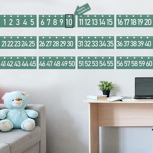 Number Line Bulletin Board -20 to 120 for Wall Classroom, Eucalyptus Leaf Green Bulletin Border Trim Decor, Eucalyptus Home-School Classroom Math Learning Supplies for Teachers Students in Saudi Arabia