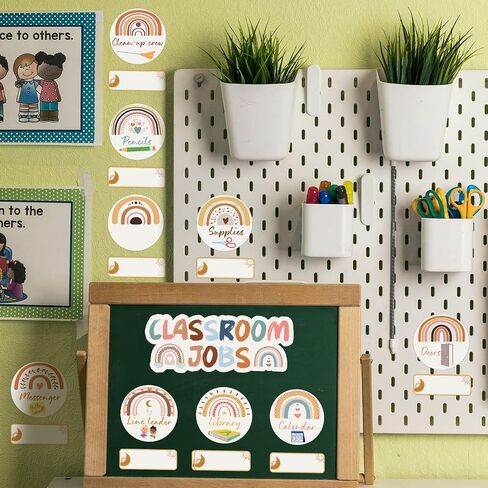 81 Pcs Class Jobs Boho Bulletin Board Decor Set Rainbow Bulletin Board Cutouts with 200 Pcs Glue Points Chalkboard Decor for Back to School Party Student Teacher Birthday (Assorted Sizes) in Saudi Arabia