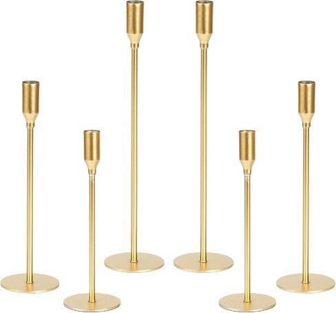 6pcs Candlestick Holders, Taper Candle Holder Decor Metal Long Candle Stick Holders Set for Centerpiece Table Decorations Thanksgiving Christmas Easter Elegant Decor in Saudi Arabia