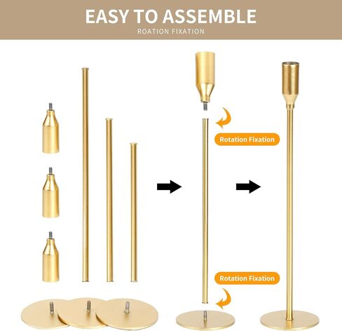 6pcs Candlestick Holders, Taper Candle Holder Decor Metal Long Candle Stick Holders Set for Centerpiece Table Decorations Thanksgiving Christmas Easter Elegant Decor in Saudi Arabia