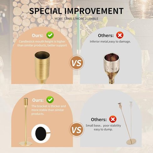 6pcs Candlestick Holders, Taper Candle Holder Decor Metal Long Candle Stick Holders Set for Centerpiece Table Decorations Thanksgiving Christmas Easter Elegant Decor in Saudi Arabia