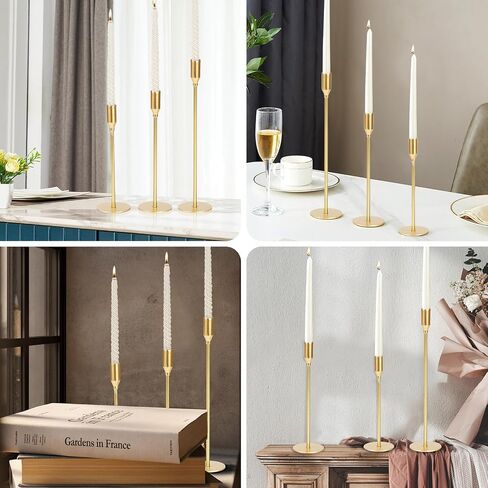 6pcs Candlestick Holders, Taper Candle Holder Decor Metal Long Candle Stick Holders Set for Centerpiece Table Decorations Thanksgiving Christmas Easter Elegant Decor in Saudi Arabia