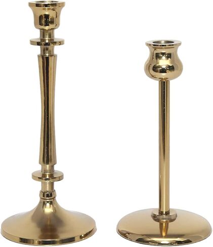 2 Pcs/Set Wedding Dinning Candlestick Holder, Candle Sticks Holders, Centerpiece Taper Candle Holder，Golden Candlelight Dinner Tabletop Ornaments for Party Wedding Christmas Decorations in Saudi Arabia