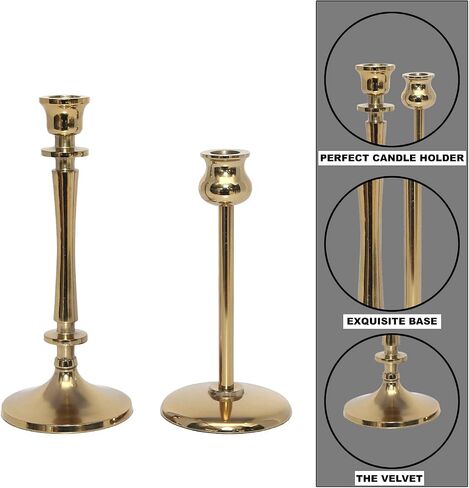 2 Pcs/Set Wedding Dinning Candlestick Holder, Candle Sticks Holders, Centerpiece Taper Candle Holder，Golden Candlelight Dinner Tabletop Ornaments for Party Wedding Christmas Decorations in Saudi Arabia