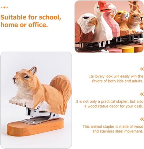 مجموعة دباسة مكونة من قطعة واحدة من دباسة حيوانات خشبية، ودباسات سنجاب للمكتب، وخياطة سطح المكتب السنجاب، ونحت تمثال خشبي مصنوع يدويًا لقرطاسية المكتب ودباسة المكتب in Kuwait