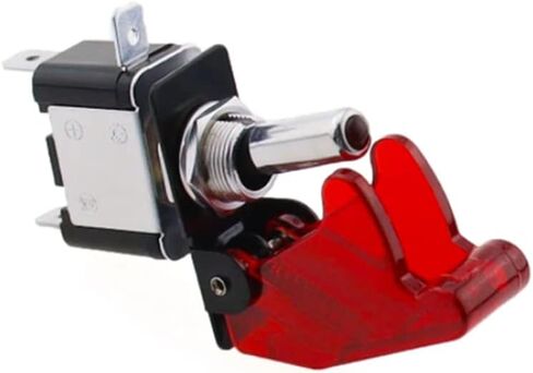 HSF 2 حزمة 12V 20A ASW-07D الروك مضاءة تبديل / زر التبديل، 3 دبوس أبيض LED تضيء تبديل التبديل الثقيلة مع غطاء السلامة الأحمر الحرس لسباق السيارات شاحنة قارب RV in Kuwait