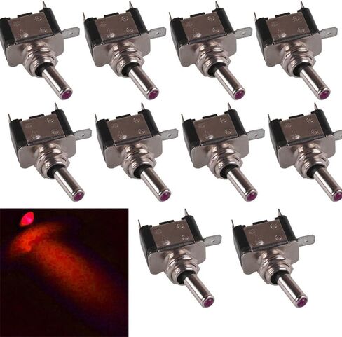ESUPPORT Universal Car Toggle Switch 12V 20A AMP Blue LED Light Rocker Toggle Switch SPST ON/Off 3Pin Car Motor Switch Pack of 10 in Saudi Arabia