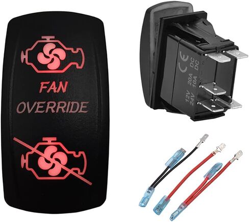 12V 24V RED Led Fan Override Rocker Switch with Wires 5 PIN ON-Off Toggle Switch for Car Polaris Truck Trailer RV ATV UTV SXS Dash Replace in Kuwait