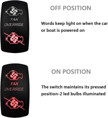 12V 24V RED Led Fan Override Rocker Switch with Wires 5 PIN ON-Off Toggle Switch for Car Polaris Truck Trailer RV ATV UTV SXS Dash Replace in Kuwait