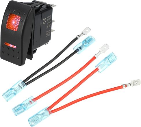 Motoforti Universal Rocker Switch 5 Pin لحظة تبديل الروك ON-Off Switch 20A / 12V 10A / 24V، مقاوم للماء لقارب السيارة، بلاستيك، إضاءة LED حمراء، مجموعة واحدة in Saudi Arabia
