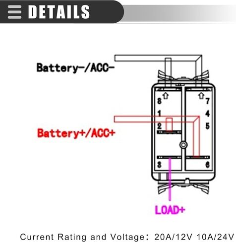 Motoforti Universal Rocker Switch 5 Pin لحظة تبديل الروك ON-Off Switch 20A / 12V 10A / 24V، مقاوم للماء لقارب السيارة، بلاستيك، إضاءة LED حمراء، مجموعة واحدة in Saudi Arabia