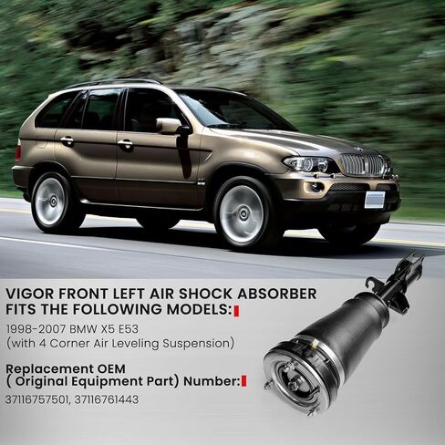 VIGOR Front Right Air Shocks Absorber Compatible with 1998-2007 BMW X5 E53 Car Air Strut, OEM Replace Number 37116757502, 37116761444 in Saudi Arabia