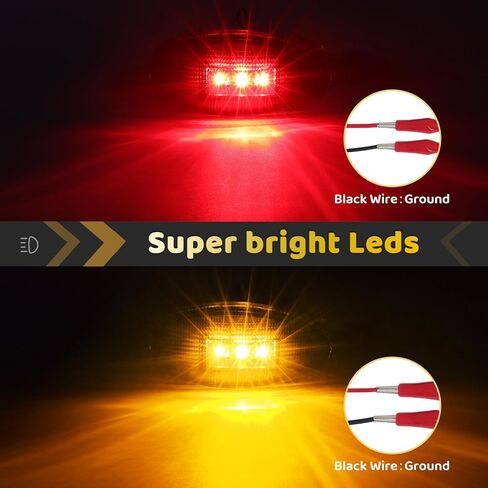 شاحنة مزدوجة السرير درابزين LED كهرمان أحمر جانبي ماركر أضواء عدسة دخان متوافقة مع سييرا سيلفرادو 2001-2014 1500 2500HD 3500HD، 2001-2006 3500، التوصيل والتشغيل، مقاوم للماء IP67 (2xAmber و 2xRed) in Kuwait