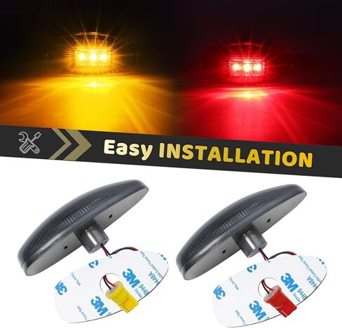 شاحنة مزدوجة السرير درابزين LED كهرمان أحمر جانبي ماركر أضواء عدسة دخان متوافقة مع سييرا سيلفرادو 2001-2014 1500 2500HD 3500HD، 2001-2006 3500، التوصيل والتشغيل، مقاوم للماء IP67 (2xAmber و 2xRed) in Kuwait