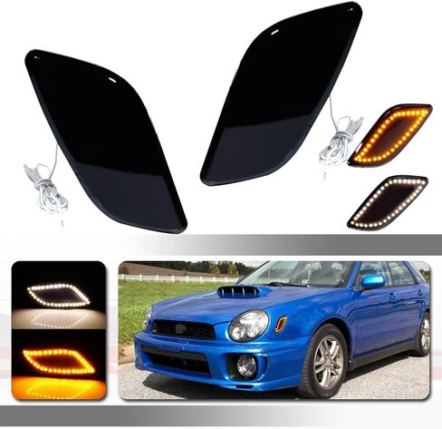 ل 2002 2003 سوبارو امبريزا WRX RS TS استبدال المصد الأمامي إشارة الجانب ماركر أضواء النهار الجري 2 في 1 Led مصباح عدسة المدخن in Kuwait