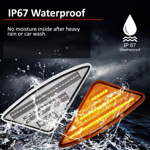 D-Lumina LED Side Marker Lights Clear Lens Compatible with 2008-2021 Kenworth T660 T170 T270 T370, 3 Rows Amber Front Fender Side Light, Truck Turn Signal Light Replacement Assembly, Pack of 2 in Saudi Arabia