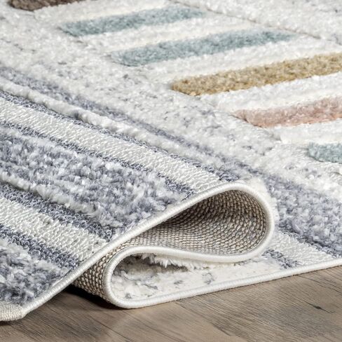 سجادة منطقة الأطفال NuLOOM Iria الملونة الهرمية، 5x8، بيج in Saudi Arabia