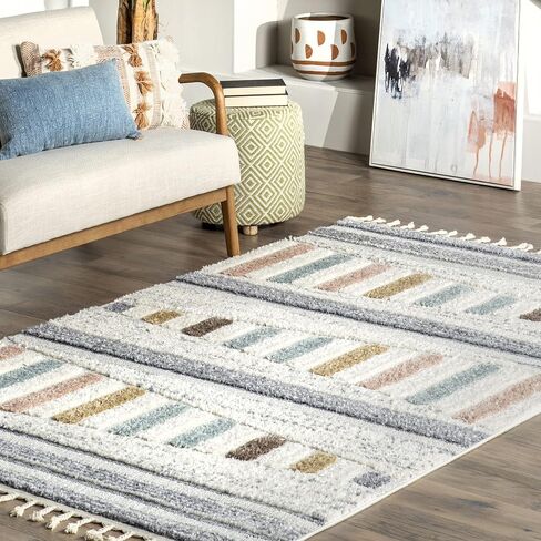 سجادة منطقة الأطفال NuLOOM Iria الملونة الهرمية، 5x8، بيج in Saudi Arabia