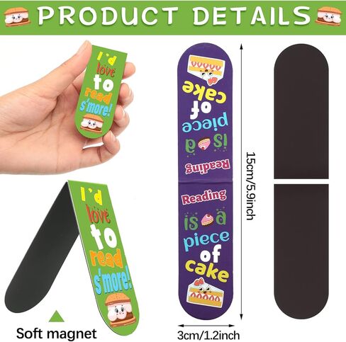 48 Pack Scented Bookmarks Magnetic Scratch and Sniff Bookmarks Fruit Food Bookmarks for Kids Cute Bookmarks with Sayings Christmas Bookmarks for Kids Students Teens Teachers (Food Flavor) in Kuwait
