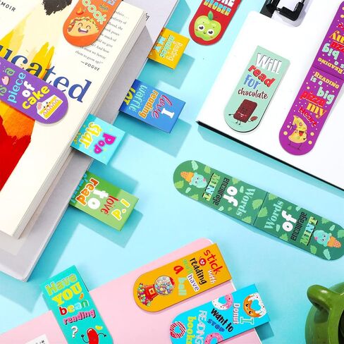 48 Pack Scented Bookmarks Magnetic Scratch and Sniff Bookmarks Fruit Food Bookmarks for Kids Cute Bookmarks with Sayings Christmas Bookmarks for Kids Students Teens Teachers (Food Flavor) in Kuwait