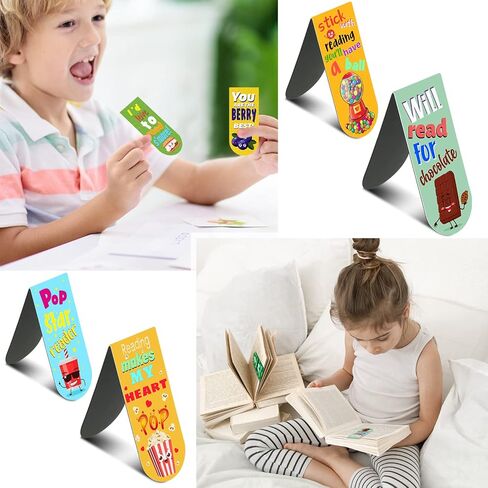48 Pack Scented Bookmarks Magnetic Scratch and Sniff Bookmarks Fruit Food Bookmarks for Kids Cute Bookmarks with Sayings Christmas Bookmarks for Kids Students Teens Teachers (Food Flavor) in Kuwait