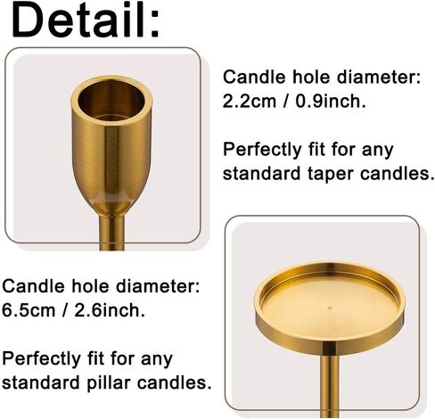Sziqiqi Tall Candlestick Holders for Taper Candles Decorative Candle Holder Set of 6, Gold Finish for Wedding Candle Centerpiece Party Recption Tabletop Decor Luxury Home Decor in Saudi Arabia