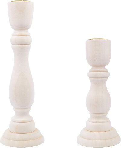 GORGECRAFT 2 Size Unfinished Wooden Candlesticks Wood Holders Metal Candle Holder Cup 4/5 Inch Hole Classics for Home Wedding Decorations in Saudi Arabia