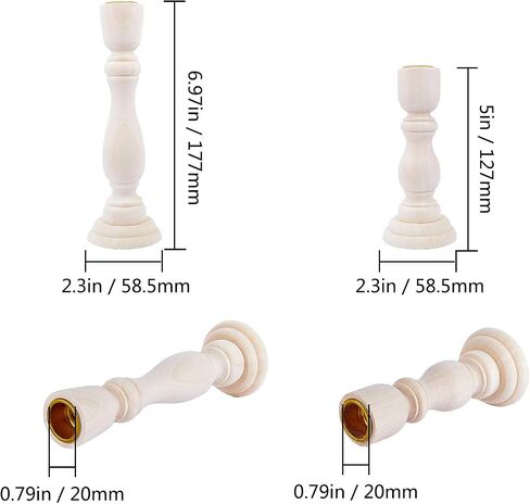 GORGECRAFT 2 Size Unfinished Wooden Candlesticks Wood Holders Metal Candle Holder Cup 4/5 Inch Hole Classics for Home Wedding Decorations in Saudi Arabia