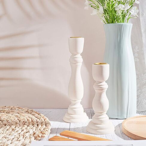GORGECRAFT 2 Size Unfinished Wooden Candlesticks Wood Holders Metal Candle Holder Cup 4/5 Inch Hole Classics for Home Wedding Decorations in Saudi Arabia