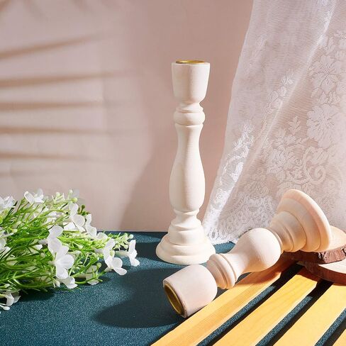 GORGECRAFT 2 Size Unfinished Wooden Candlesticks Wood Holders Metal Candle Holder Cup 4/5 Inch Hole Classics for Home Wedding Decorations in Saudi Arabia
