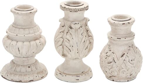 مجموعة حوامل شموع مستدقة من NIKKY HOME مكونة من 3 قطع، حامل شموع عتيقة شمعدان من الراتنج المزخرف لحفلات الزفاف ومدفأة غرفة الطعام وديكور قطع مركزية in Kuwait