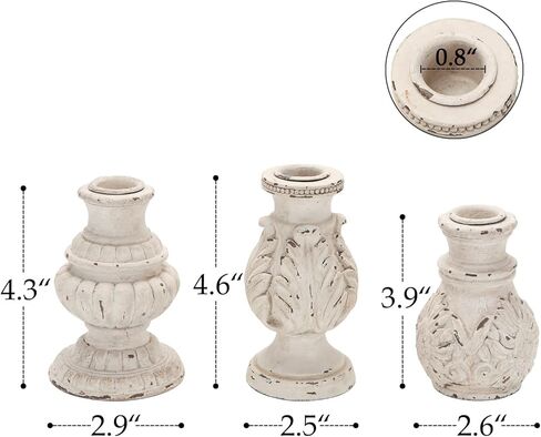مجموعة حوامل شموع مستدقة من NIKKY HOME مكونة من 3 قطع، حامل شموع عتيقة شمعدان من الراتنج المزخرف لحفلات الزفاف ومدفأة غرفة الطعام وديكور قطع مركزية in Kuwait